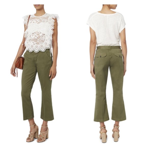 Frame Denim Pants - FRAME Le Crop Mini Boot Olive Chino Pants